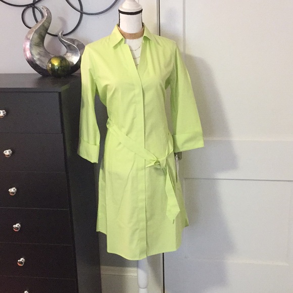 Foxcroft Honeydew Taylor Shirt Dress Sz 6 - Picture 3 of 7